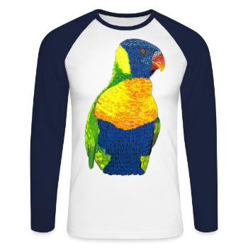Regenbogenloris Allfarblori bunter Papagei Vogel - Unisex Baseballshirt langarm - Weiß/Navy - Vorne - Nik (191cm)
