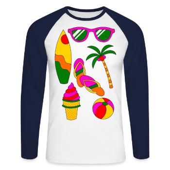 Summer Retro Summer Holiday like ice in the sunshine - Unisex Long Sleeve Baseball T-Shirt - white/navy - Front - Nik (191cm)