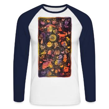 Hygge Herbst Liebe Herbstzeit hyggelig cozzy Elch - Unisex Baseballshirt langarm - Weiß/Navy - Vorne - Nik (191cm)