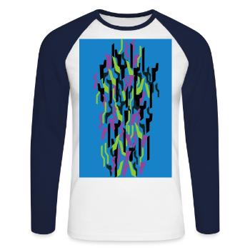 Camouflage Art - T-shirt baseball manches longues Homme - blanc/marine - Devant - Nik (191cm)