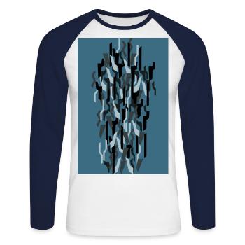 Camouflage Art Bleu Jeux - T-shirt baseball manches longues Homme - blanc/marine - Devant - Nik (191cm)