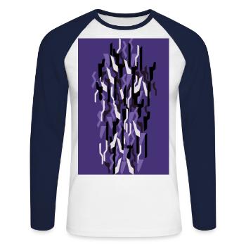 Camouflage Art Violet Jeux - T-shirt baseball manches longues Homme - blanc/marine - Devant - Nik (191cm)
