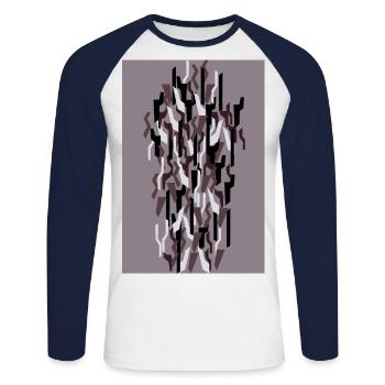 Camouflage Art Gris Foncé Gaming - T-shirt baseball manches longues Homme - blanc/marine - Devant - Nik (191cm)