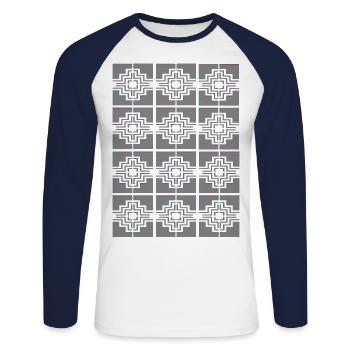 New Type - Unisex Long Sleeve Baseball T-Shirt - white/navy - Front - Nik (191cm)