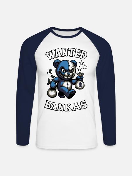 Wanted Bear - Unisex Long Sleeve Baseball T-Shirt - white/navy