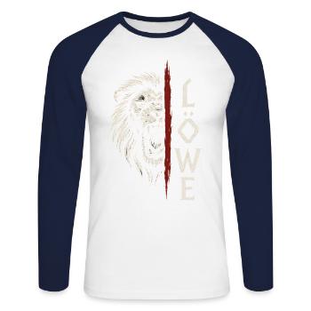 Roi de la nature - T-shirt baseball manches longues Homme - blanc/marine - Devant - Nik (191cm)