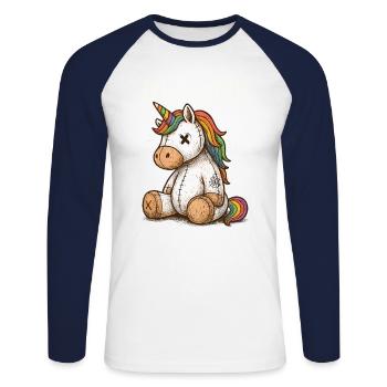 Désespoir - T-shirt baseball manches longues Homme - blanc/marine - Devant - Nik (191cm)