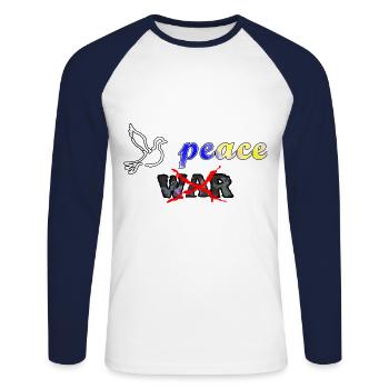 Ukraine Peace War - Unisex Long Sleeve Baseball T-Shirt - white/navy - Front - Nik (191cm)