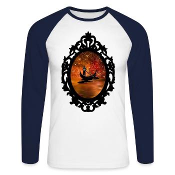 La magie de Venise - T-shirt baseball manches longues Homme - blanc/marine - Devant - Nik (191cm)
