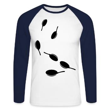 Icône Pan - T-shirt baseball manches longues Homme - blanc/marine - Devant - Nik (191cm)
