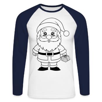 Bande dessinée d’hiver Christmas Man - T-shirt baseball manches longues Homme - blanc/marine - Devant - Nik (191cm)