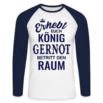 Name Gernot Geschenkidee Geburtstag lustig König - Unisex Baseballshirt langarm - Weiß/Navy - Vorne - Nik (191cm)