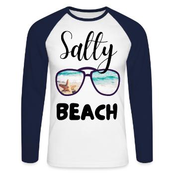 SALZIGER STRAND - Unisex Baseballshirt langarm - Weiß/Navy - Vorne - Nik (191cm)