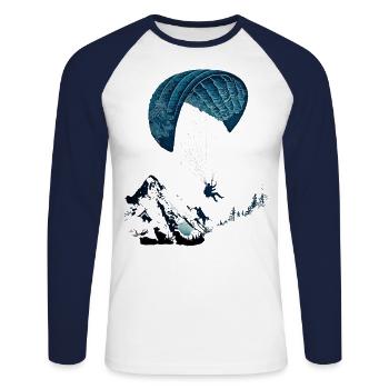 Pure action! Paragliders in the clouds - Unisex Long Sleeve Baseball T-Shirt - white/navy - Front - Nik (191cm)