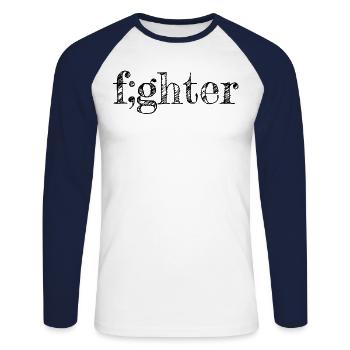 fighter fighter gift idea semicolon depression - Unisex Long Sleeve Baseball T-Shirt - white/navy - Front - Nik (191cm)