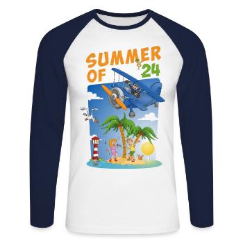 Colorful summer 2024 - illustration - Unisex Long Sleeve Baseball T-Shirt - white/navy - Front - Nik (191cm)