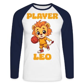 Basketball Basketballer Löwe Sternzeichen Leo - Unisex Baseballshirt langarm - Weiß/Navy - Vorne - Nik (191cm)