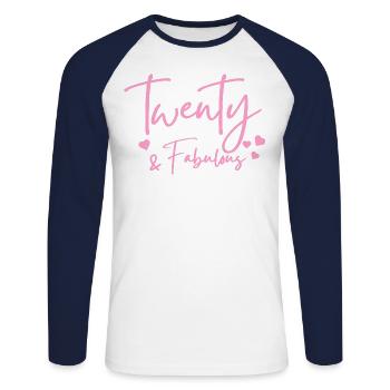 twenty fabulous - Unisex Long Sleeve Baseball T-Shirt - white/navy - Front - Nik (191cm)
