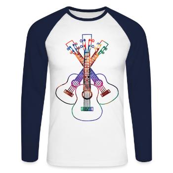 Ukulele lineart - Unisex Baseballshirt langarm - Weiß/Navy - Vorne - Nik (191cm)