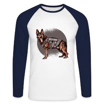 sheepdog - Unisex Long Sleeve Baseball T-Shirt - white/navy - Front - Nik (191cm)