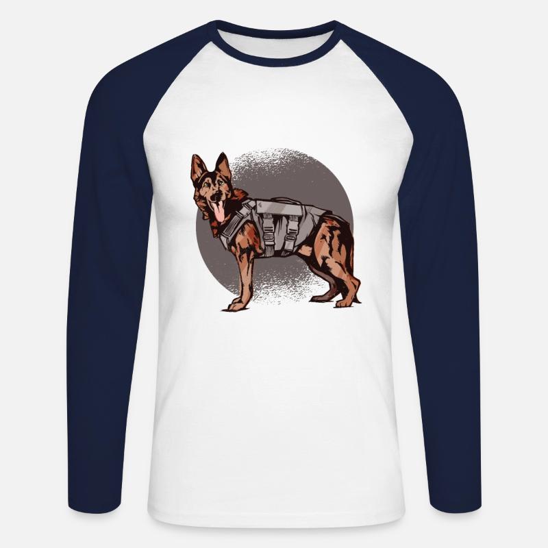 Schäferhund - Unisex Baseballshirt langarm - Weiß/Navy
