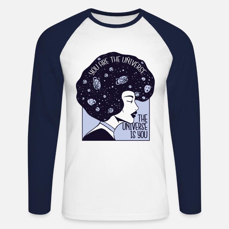 Du bist das Universum - Unisex Baseballshirt langarm - Weiß/Navy