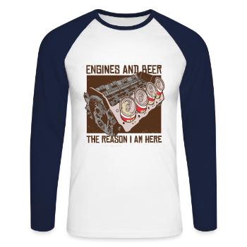 A beer a motor is all I need - Unisex Long Sleeve Baseball T-Shirt - white/navy - Front - Nik (191cm)