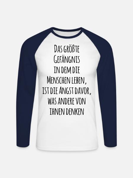 Das größte Gefängnis im Leben. Geschenkidee - Unisex Baseballshirt langarm - Weiß/Navy
