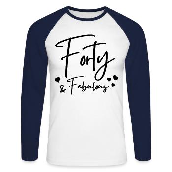 Vierzig fabelhaft - Unisex Baseballshirt langarm - Weiß/Navy - Vorne - Nik (191cm)