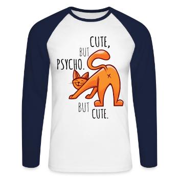 Cat Gift Funny Saying - Unisex Long Sleeve Baseball T-Shirt - white/navy - Front - Nik (191cm)