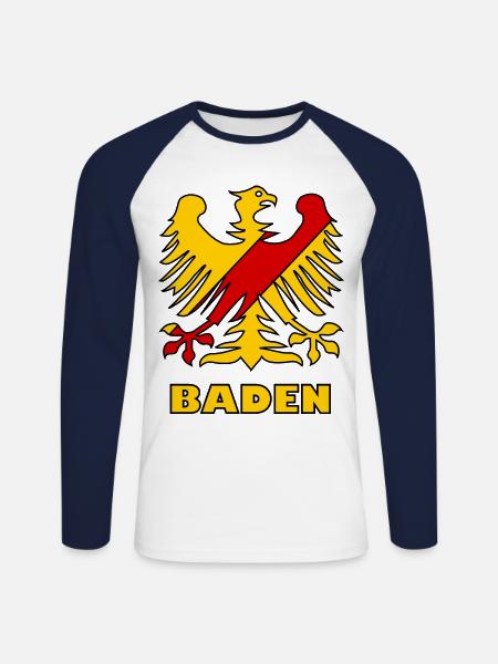 Das Badnerland - Unisex Baseballshirt langarm - Weiß/Navy