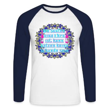 Feiern bis der Arzt kommt. - Unisex Baseballshirt langarm - Weiß/Navy - Vorne - Nik (191cm)