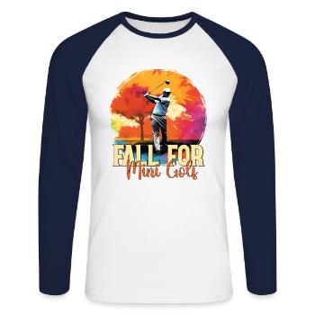 Fall in love with minigolf, -golfer - Unisex Long Sleeve Baseball T-Shirt - white/navy - Front - Nik (191cm)