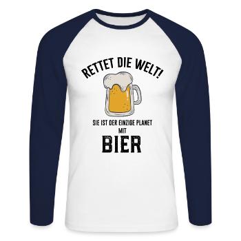 Funny beer party drink gift idea - Unisex Long Sleeve Baseball T-Shirt - white/navy - Front - Nik (191cm)