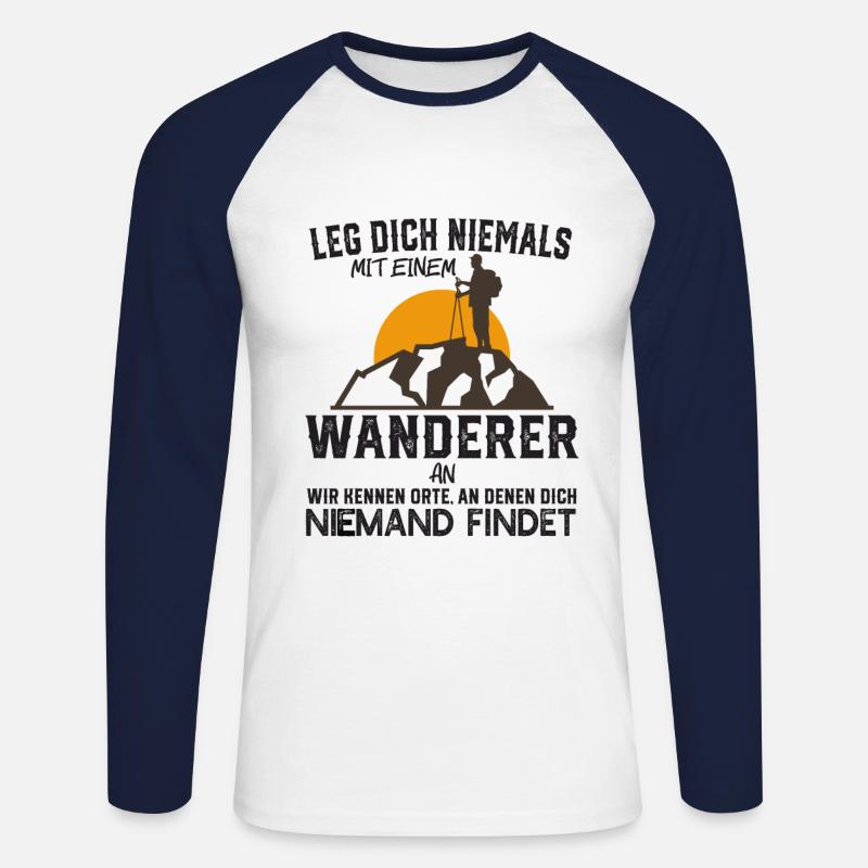 Wandern Lustiger Spruch Geschenk - Unisex Baseballshirt langarm - Weiß/Navy