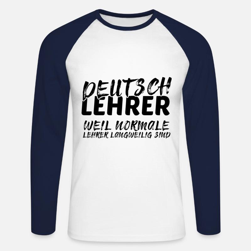 Deutsch Lehrer - Unisex Baseballshirt langarm - Weiß/Navy