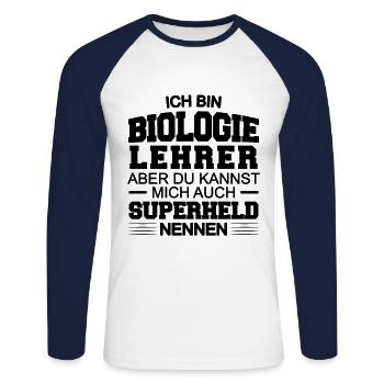 Biologie Lehrer - Unisex Baseballshirt langarm - Weiß/Navy - Vorne - Nik (191cm)