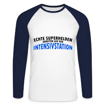 Intensivstation Krankenhaus Geschenk - Unisex Baseballshirt langarm - Weiß/Navy - Vorne - Nik (191cm)