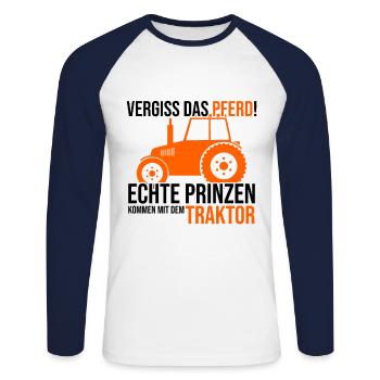 Landwirt - Unisex Baseballshirt langarm - Weiß/Navy - Vorne - Nik (191cm)