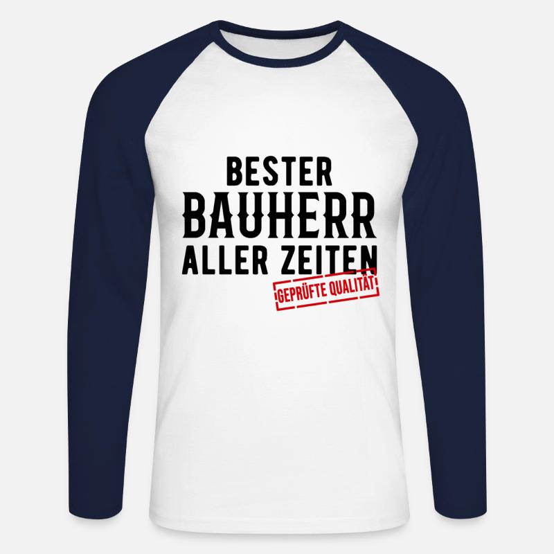 Bauherr Spruch - Unisex Baseballshirt langarm - Weiß/Navy