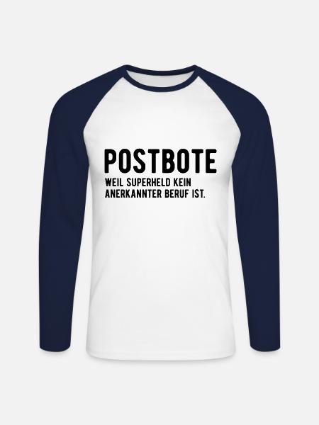 Postbote Spruch Lustig - Unisex Baseballshirt langarm - Weiß/Navy