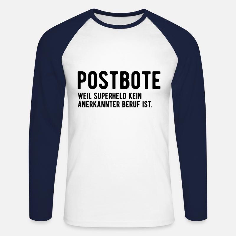 Postbote Spruch Lustig - Unisex Baseballshirt langarm - Weiß/Navy