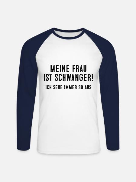 Schwanger Spruch Lustig Schwangerschaft - Unisex Baseballshirt langarm - Weiß/Navy