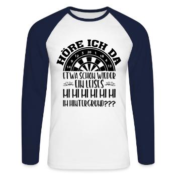 Darts Dart Dartpfeil Geschenkidee - Unisex Baseballshirt langarm - Weiß/Navy - Vorne - Nik (191cm)