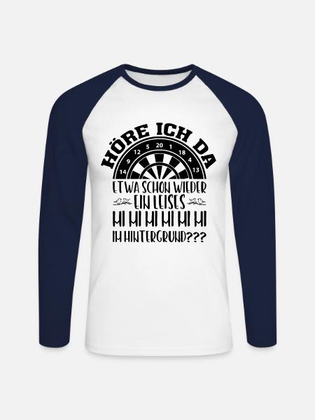Darts Dart Dartpfeil Geschenkidee - Unisex Baseballshirt langarm - Weiß/Navy