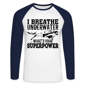Taucher Tauchen - Unisex Baseballshirt langarm - Weiß/Navy - Vorne - Nik (191cm)