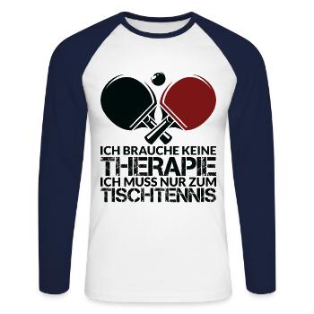 Tischtennis Spieler Tischtennisschläger Geschenk - Unisex Baseballshirt langarm - Weiß/Navy - Vorne - Nik (191cm)
