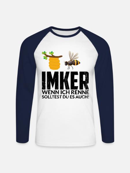 Imker Spruch - Unisex Baseballshirt langarm - Weiß/Navy