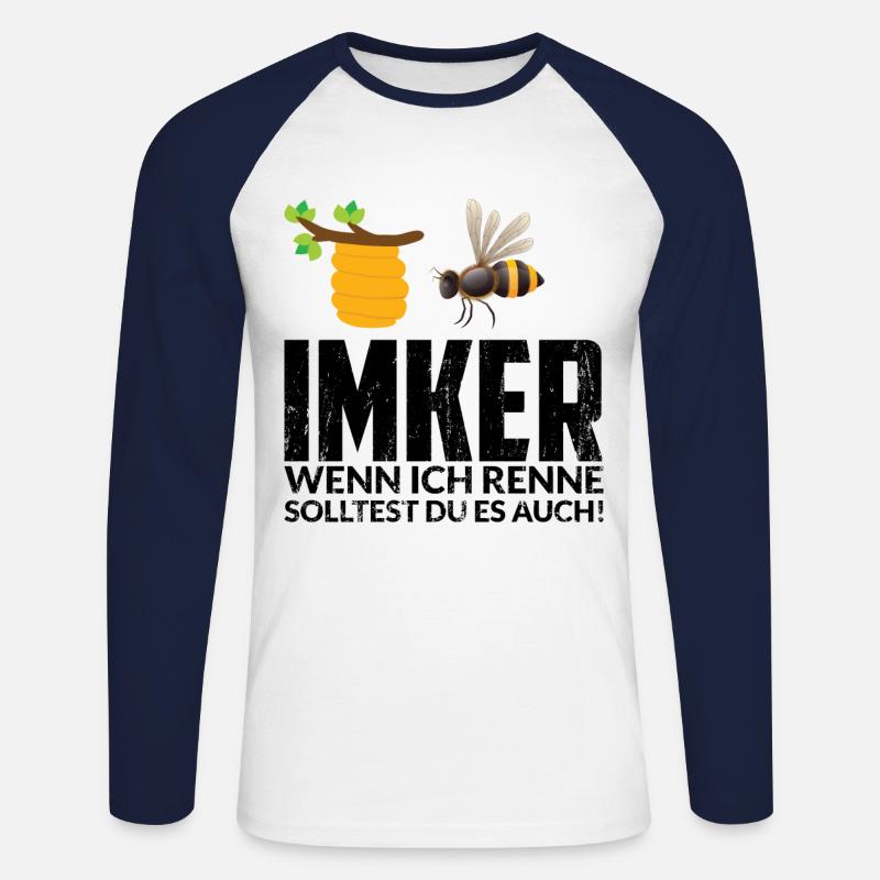 Imker Spruch - Unisex Baseballshirt langarm - Weiß/Navy