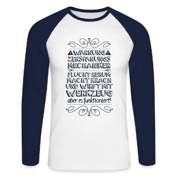 Zerspanungsmechaniker Zerspaner Geschenkidee - Unisex Baseballshirt langarm - Weiß/Navy - Vorne - Nik (191cm)